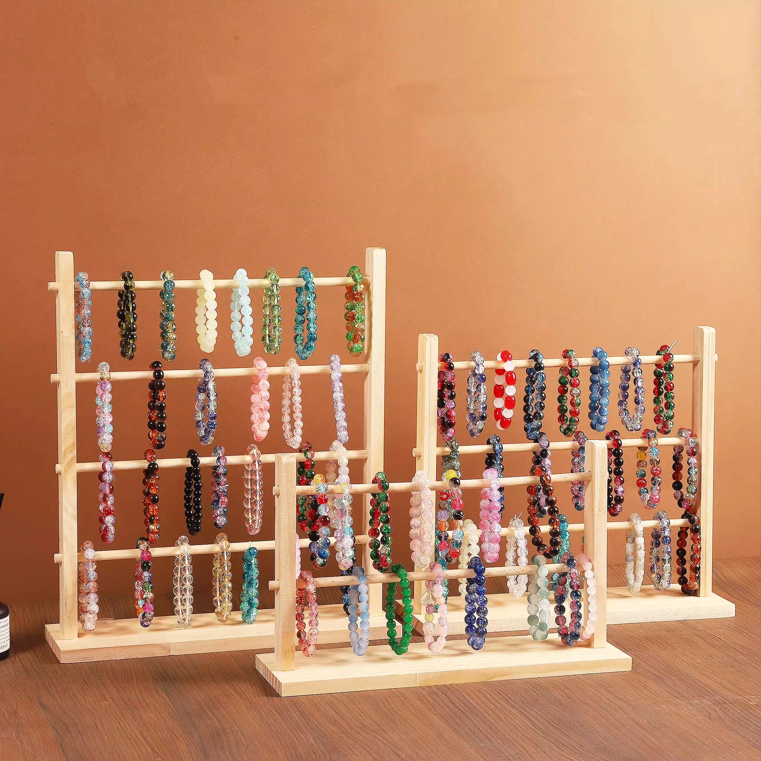 Solid wood vertical multilayer crystal bracelet bracelet storage rack bracelet jewelry display rack