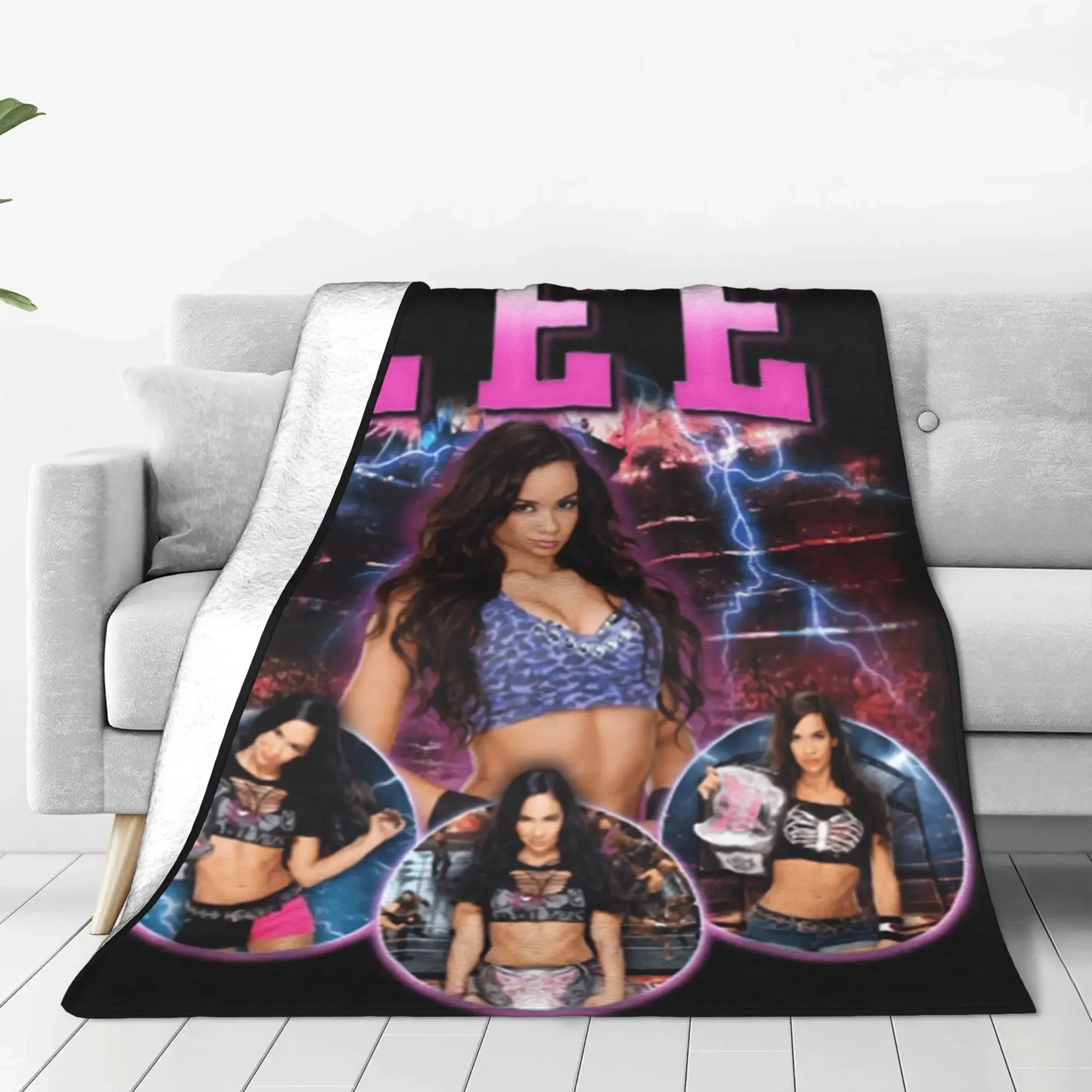 Custom BlanketChildren Airplane Travel AJ Lee Wrestling Divas Throw Blanket Flannel Bedspread For Home Decor Pattern Sofa Bed C