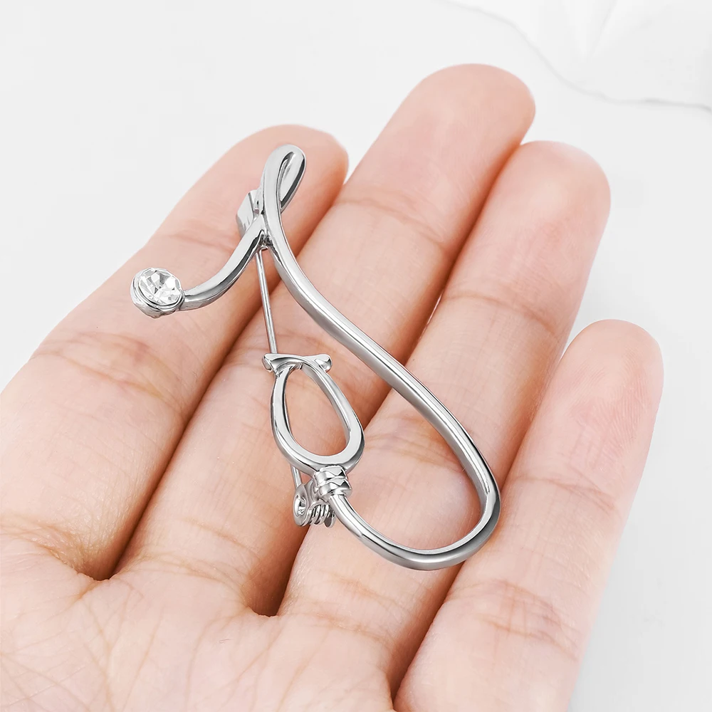 Crystal Stethoscope Nurse Doctor Brooch Pin Appreciation Gift Medical Student Graduation Wear Accessories Brooch
