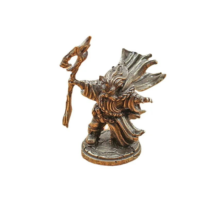 Vintage Dwarf Mage Soldier Model Handmade Toy Table Game Chess Car Carrying Copper Decoration Gift for Boys