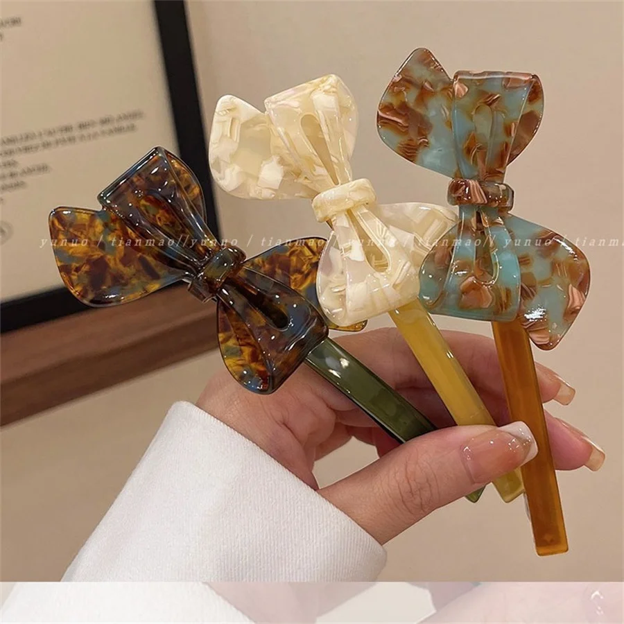 New Korean acrylic high-end bow hair clip for women and girls, fashionable and sweet temperament, spring clip hair accessories