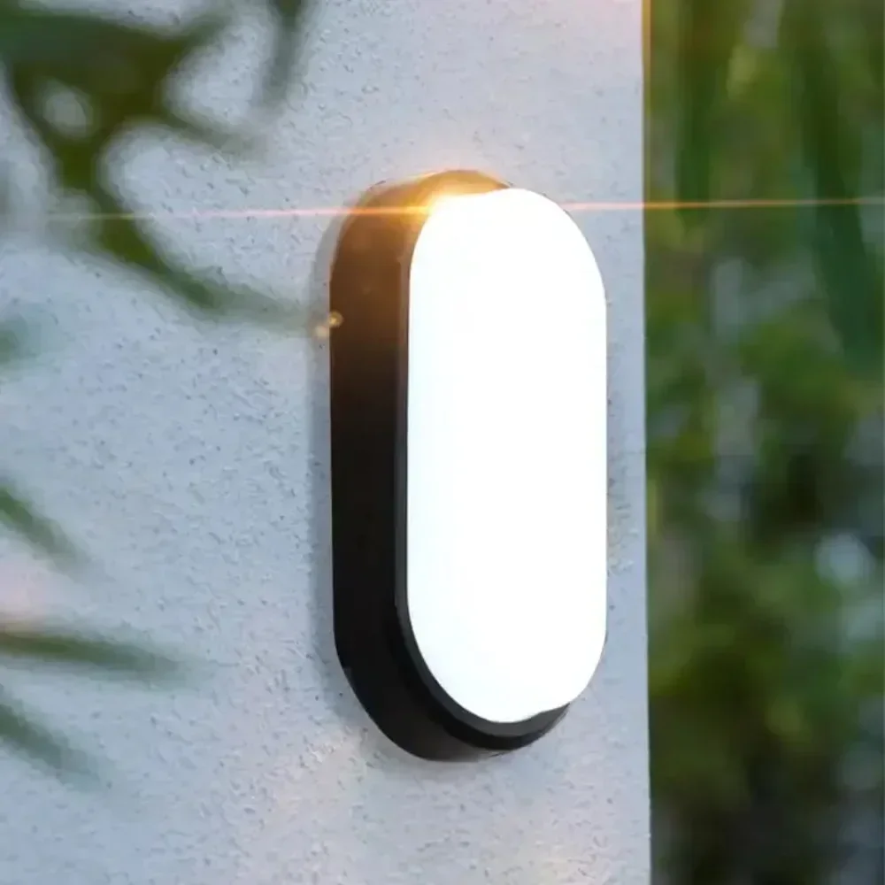 Modern 12W 15W LED Wall Lamp Moistureproof Outdoor Garden Lighting Oval Ceiling Light for Front Porch Aisle Surface Mounted