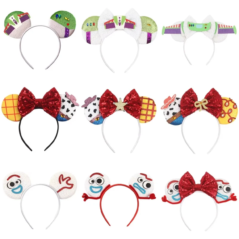 Diadema de Mickey Mouse Pixar Toy Story, accesorios para el cabello para mujer, diademas de Woody Buzz Lightyear para niñas, diadema de alienígena con orejas para niños
