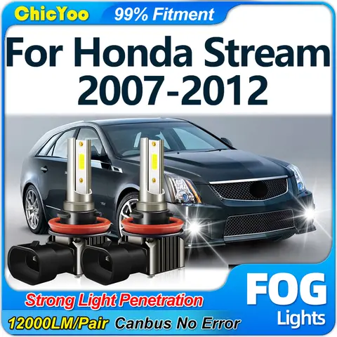 12000LM H11 LED Samochodowe Światła Przeciwmgielne Żarówki 6000K Białe Światła Przeciwmgielne 12V Plug And Play Do Honda Stream 2007 2008 2009 2010 2011 2012