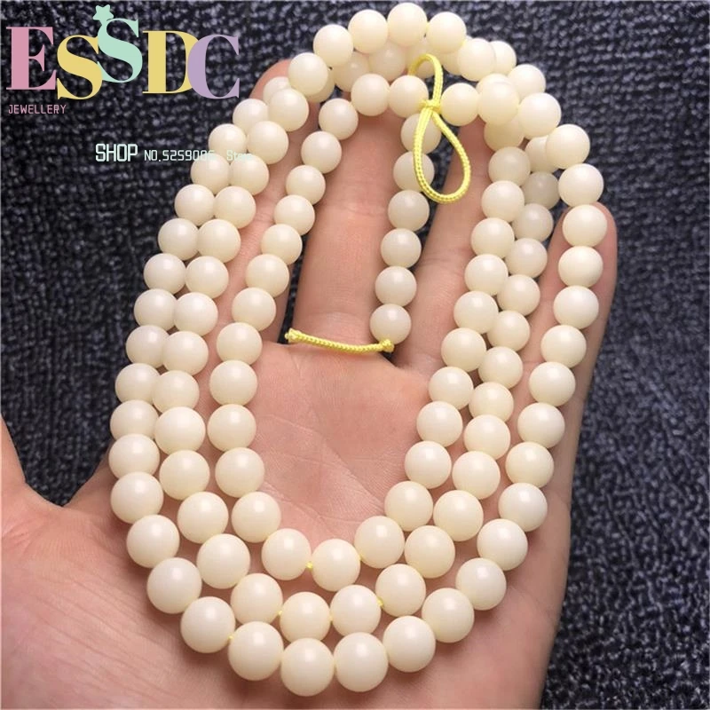 Wholesale 8-12mm Buddhist 108 Mala Natural Round White Bodhi Root  Bracelet for Male or Female Prayer DIY Beads Jewelry