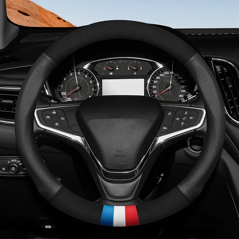 Suede Steering Wheel Cover Leather for Chevrolet Cruze Aveo Captiva Spark Silverado Equinox Traverse Camaro Trax Chevy Sail Trax