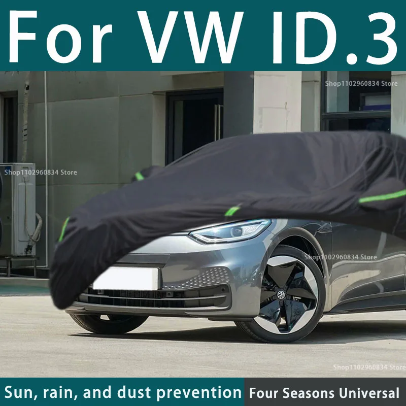 

For Volkswagen ID.3 Full Car Covers Outdoor Uv Sun Protection Dust Rain Snow Protective Anti-hail Car Cover Auto Black Cover