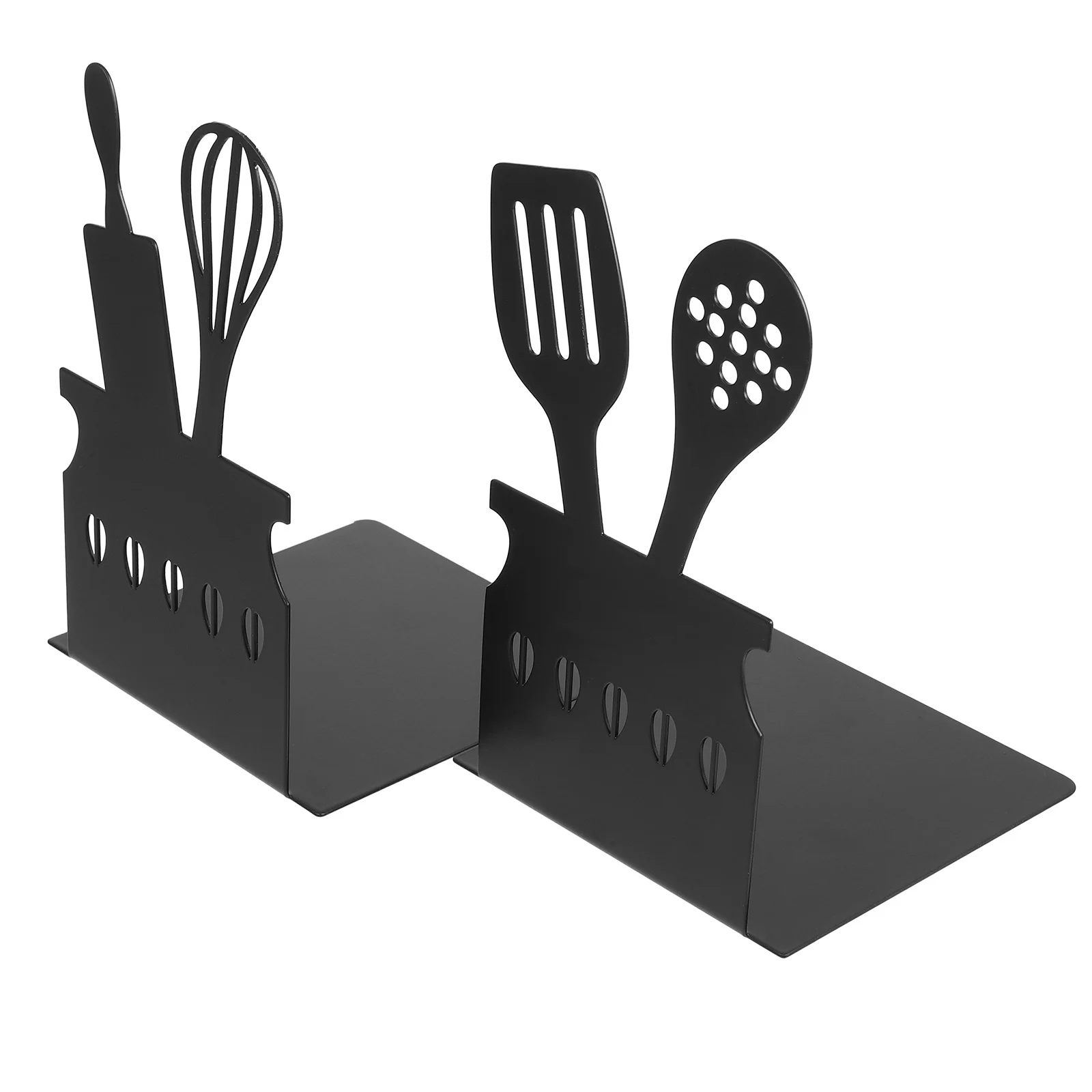 2pcs 1 Pair Of Kitchenware Design Bookends Metal Non-Slip Tableware Shaped Book Holders For Office Study Decorative Bookends For