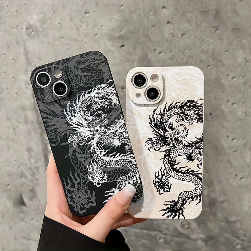 Black White Dragon Silicone Phone Case for Xiaomi Redmi 13C 12C 4G Note 13 12 11 Pro Plus 12S 11S 10S 10 Pro 5G Shockproof Cover