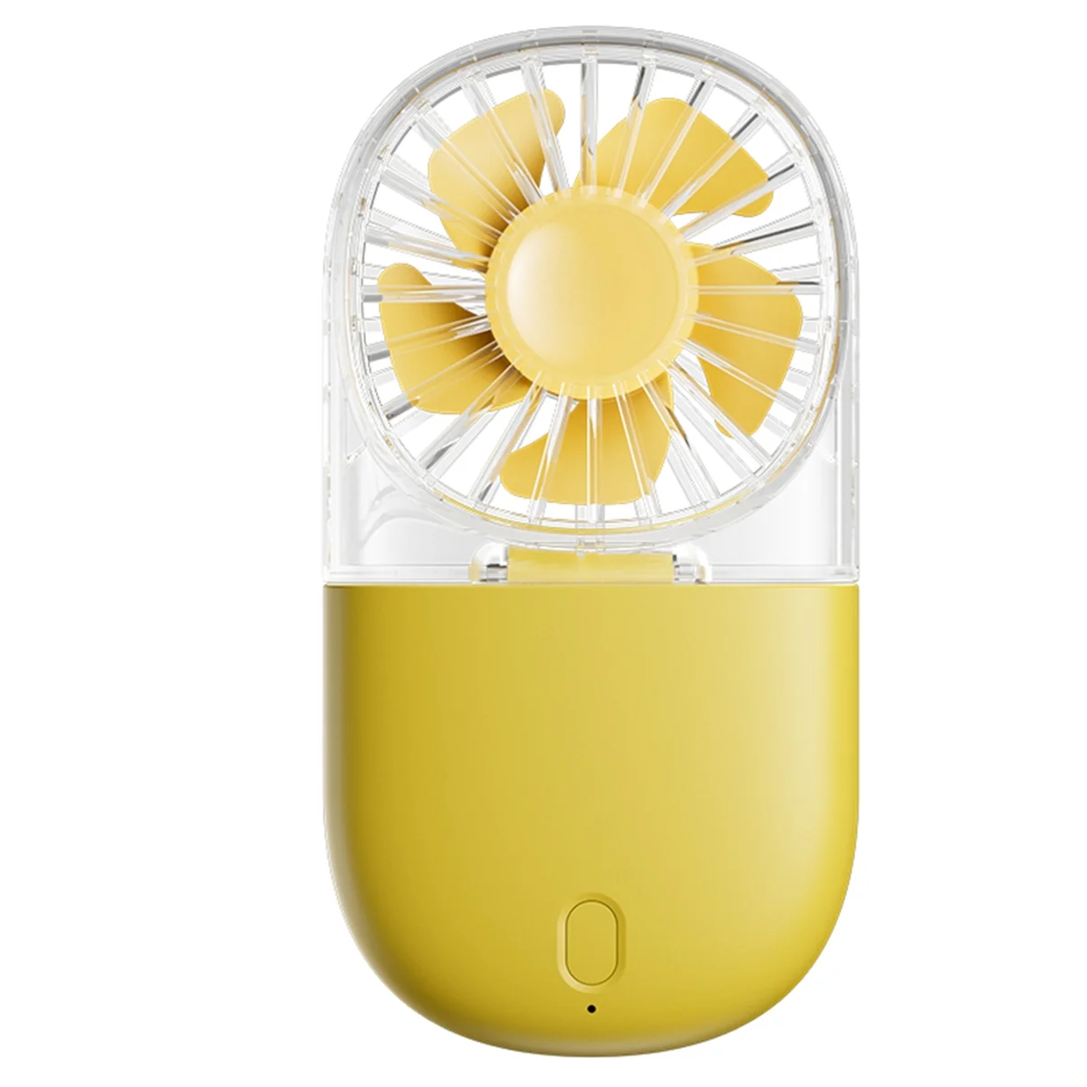 

A57I Portable USB Fans with Transparent Design with Five-Speed Wind Adjustment Lanyard and Desktop Stand Yellow