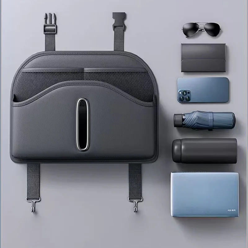 

Car Seat Back Tissue Storage Bag Leather Multi-function Auto Backseat Organizer Hanging Cup Holder Umbrella Phone Pockets