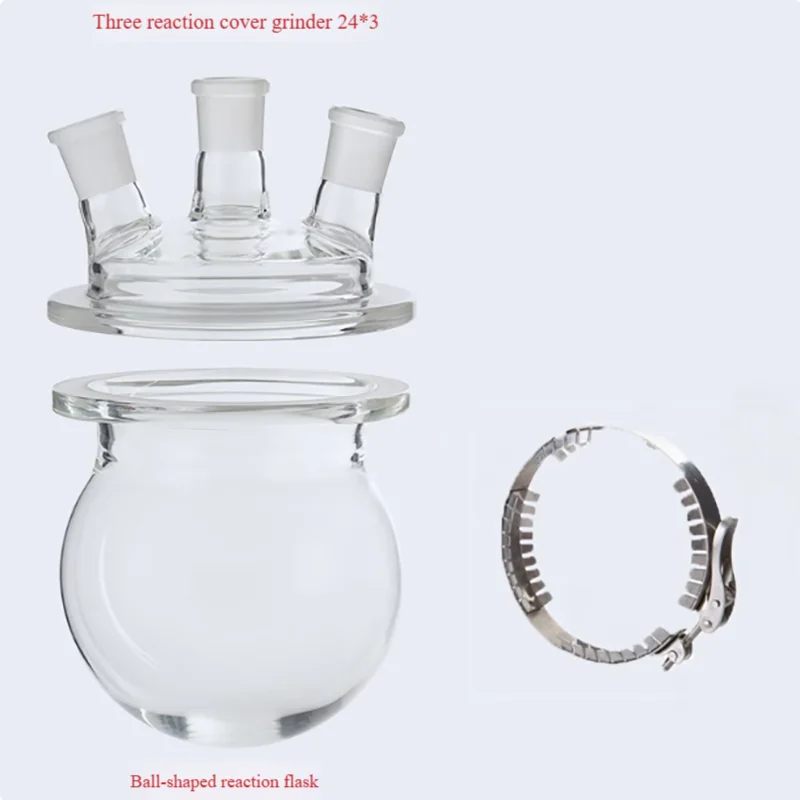Glass opening reactor round flat bottom cylindrical spherical reactor 500/1000/stainless steel flange reaction bottle