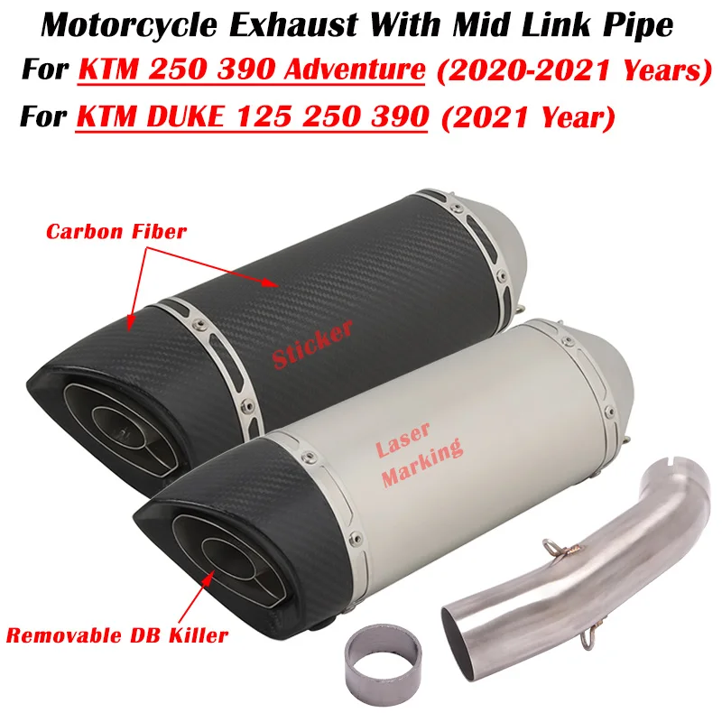 

Slip On For KTM DUKE 125 250 390 Adventure 2020 2021 2022 Motorcycle Exhaust Escape Modified Muffler With Middle Link Pipe