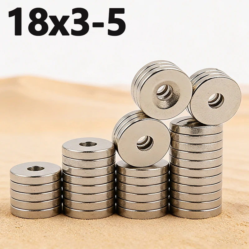 5-200pcs 18x3-5mm Magnet N35 NdfeB Permanent Magnetic Imanes Strong Hole Round Neodymium Magnet 18*3-5mm Accessory