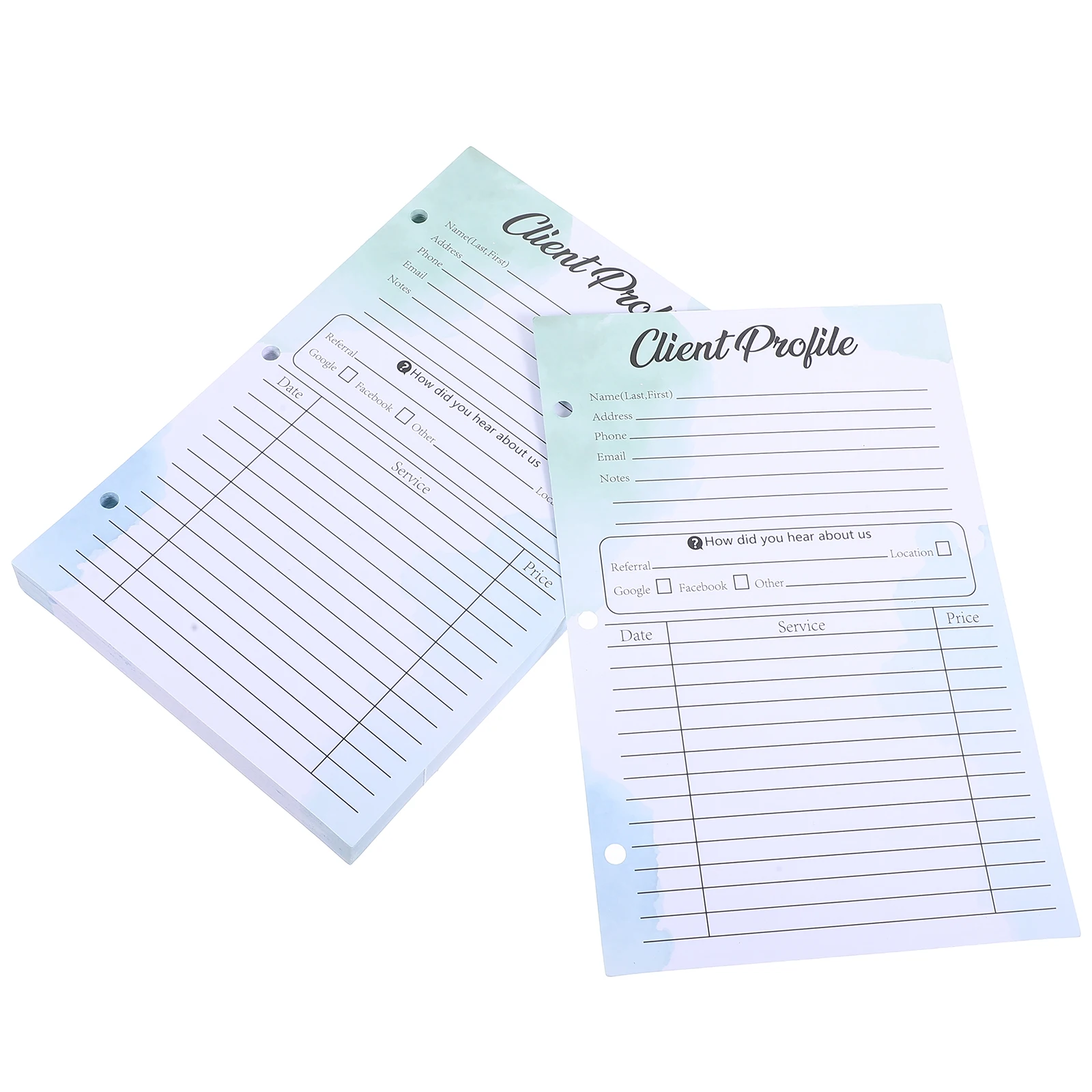 50pcs Client Profile Cards With Holes For Binder Use Compatible Information Record Sheets Salon Business Organization File