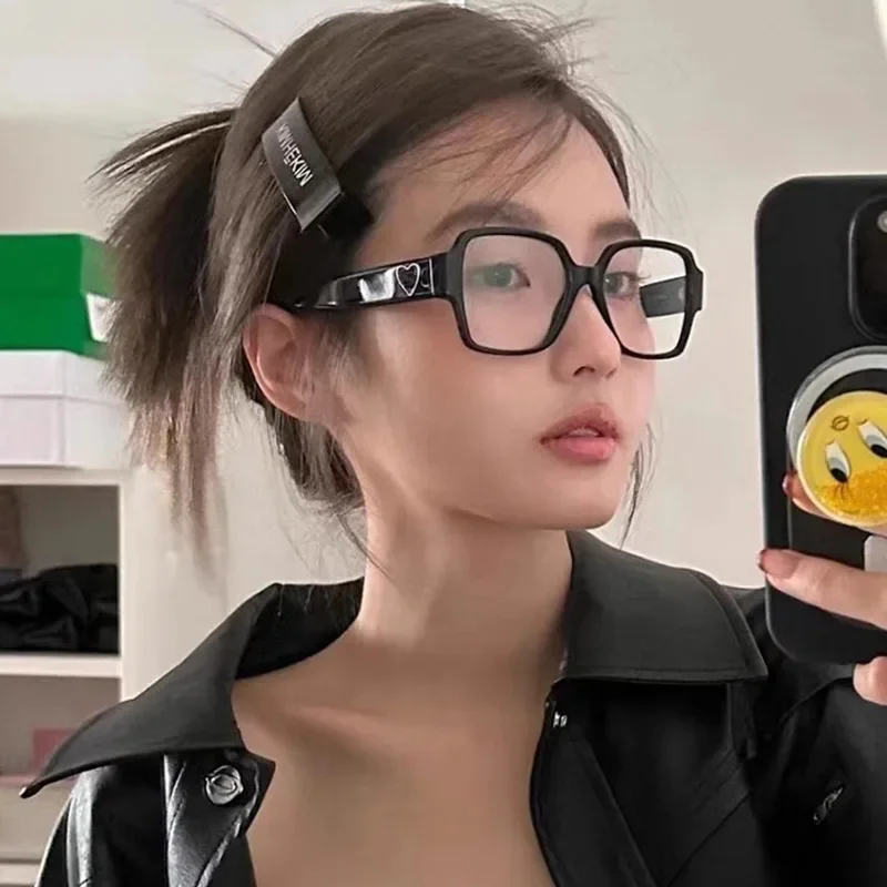 Korea Retro Thick Glasses Frame Women Lovely INS No Makeup Plain Glasses Men Eyewear Cute Decorative Computer Glasses