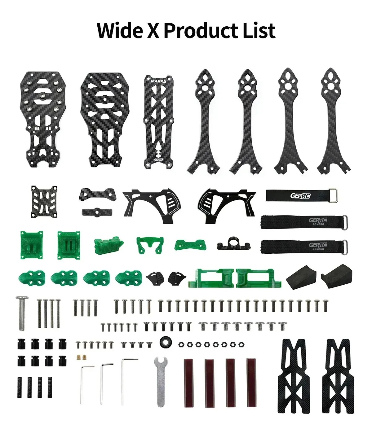 โครงคาร์บอนไฟเบอร์ GEPRC GEP-MK5 O4 pro ขนาด 5 นิ้ว ดีไซน์ Wide X น้ำหนักเบา ติดตั้งง่าย สำหรับโดรน FPV Freestyle