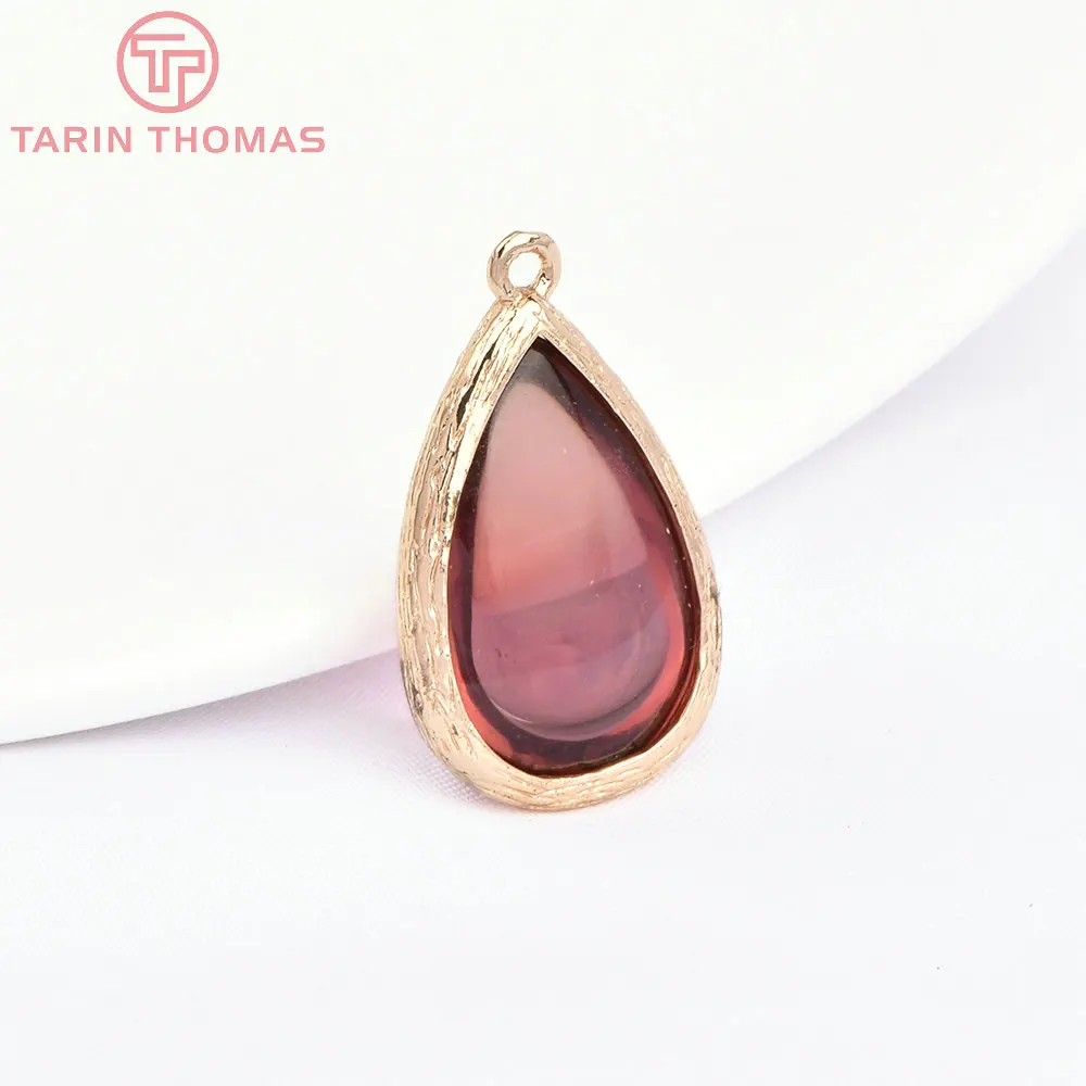 (4122)10PCS 22x14MM 24K Champagner Gold Farbe Messing und Glas Tear Drop Form Charms Anhänger Diy schmuck Erkenntnisse Zubehör – Detail 18