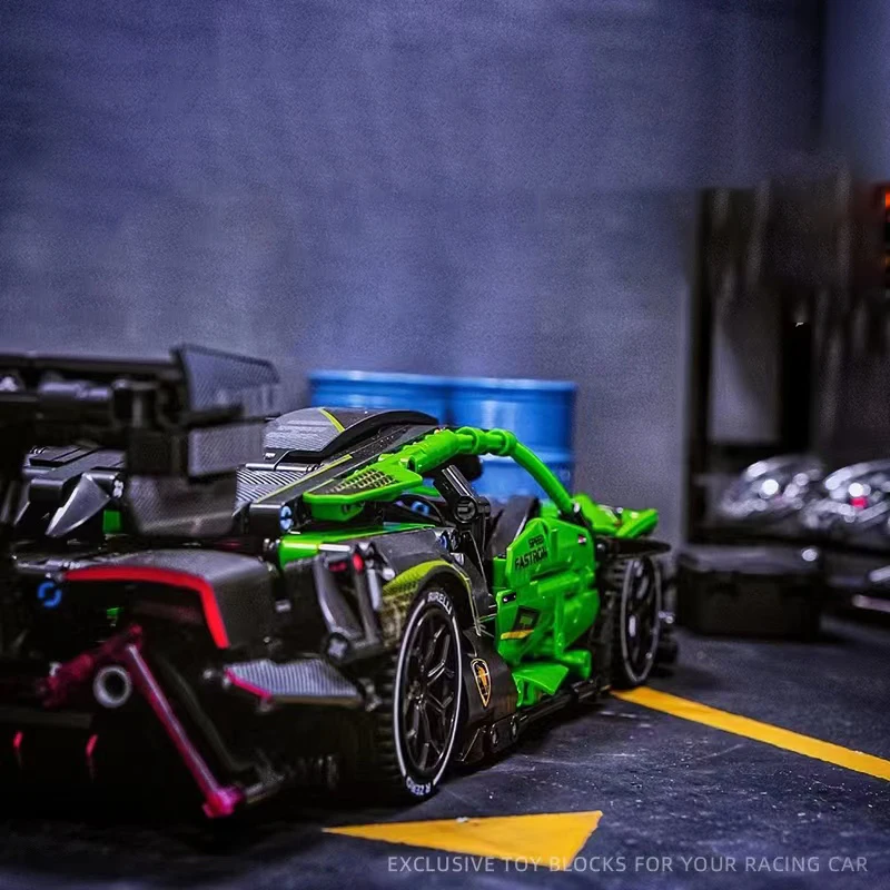 Novo técnico verde esportes carro blocos de construção tijolos compatível moc veículo modelo carro diy crianças monta para o presente do miúdo