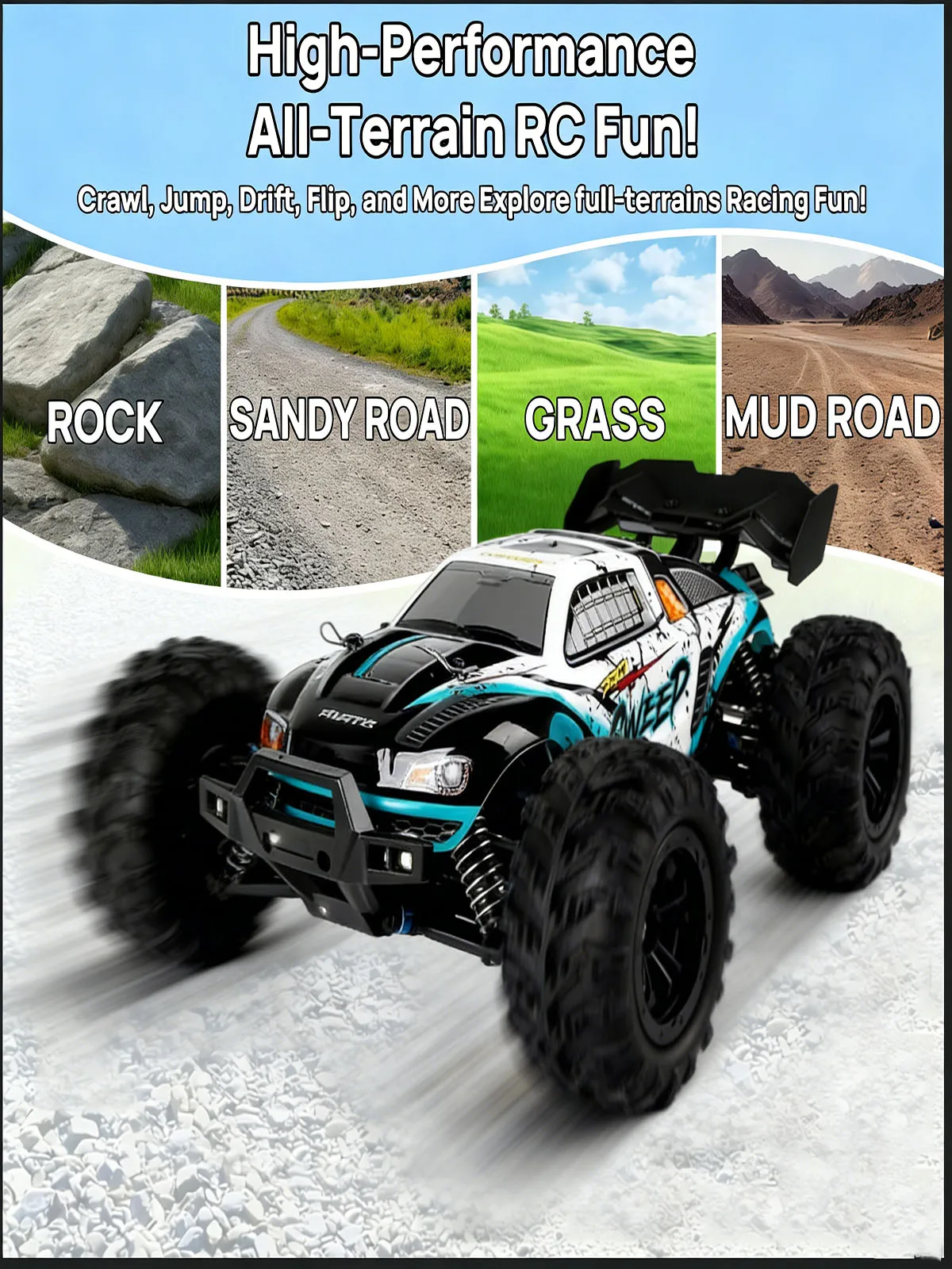 WLtoys 1:16 RC Auto, 75 km/h 4WD Crawler Monster Truck, RC Buggy mit Präzisionssteuerung für Erwachsene & Kinder ab 8 Jahren, Perfekt zum Rennen
