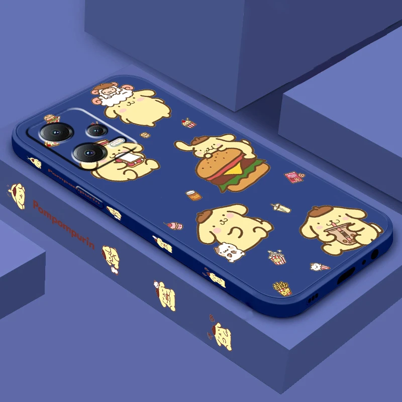 Pompompurin Sanrio Cartoon Liquid Left Rope For Xiaomi Redmi Note 13 12 12S 12R 11 11T 11S 10 10S Pro Plus 5G Funda Phone Case image 3