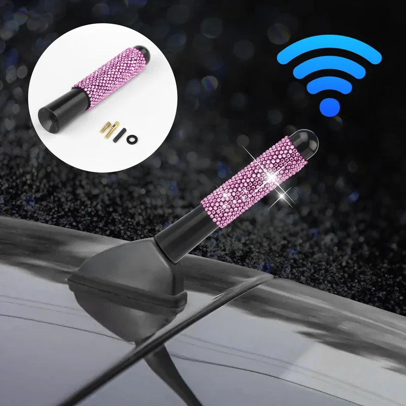 車の装飾用ラインストーンクリスタル,8cm, 3.14インチ,4本のネジ,2本のガスケット,車のアクセサリー,ユニバーサルアクセサリーが含まれています