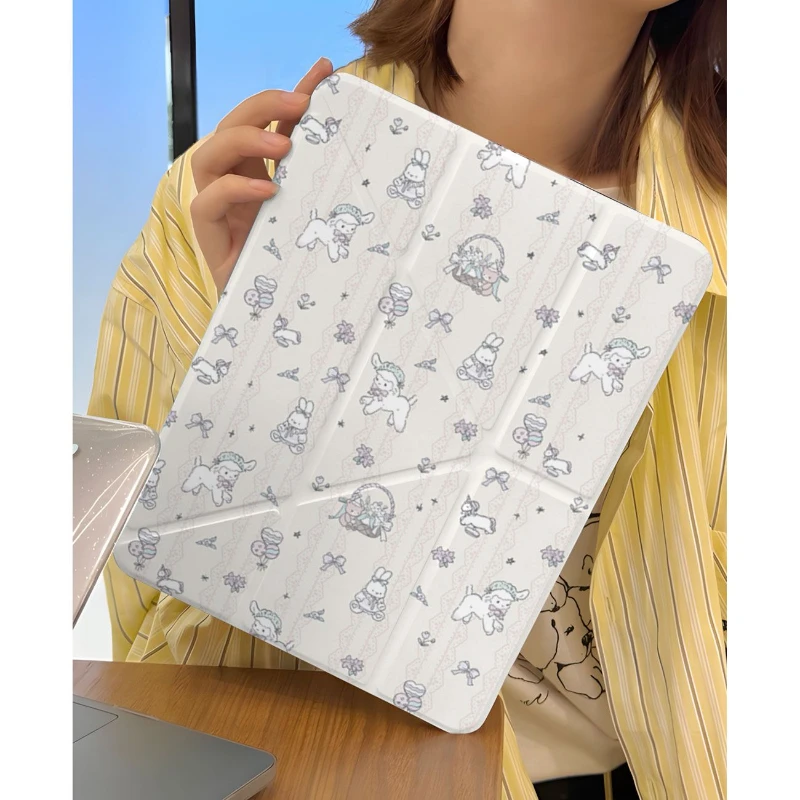

Cute Lace Bow Lamb Tablet Case For iPad Pro 11 12.9 13 A16 M2 M4 M3 M5 Shell 8.3 9.7 10.2 5/6/7/8/9/10/11th Mini Air 3 4 5 Cover