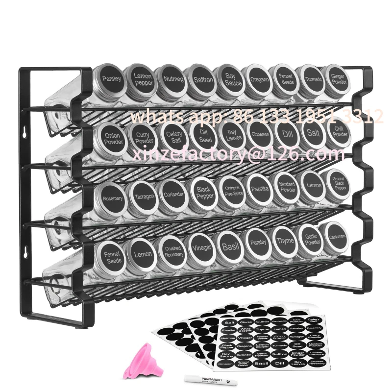 

Customizable Spice Rack Organizer for Cabinet with 36/72 Empty Spice Jars Lids Spice Labels and Funnel Complete Seasoni