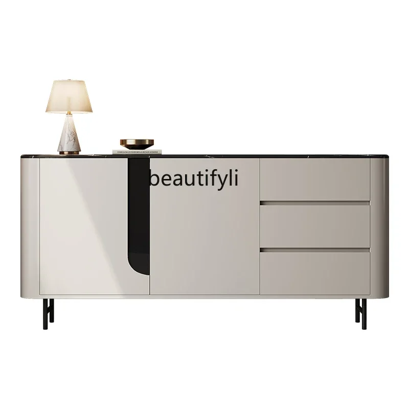 

Marble side cabinet Italian minimalist living room partition locker against the wall entrance cabinet