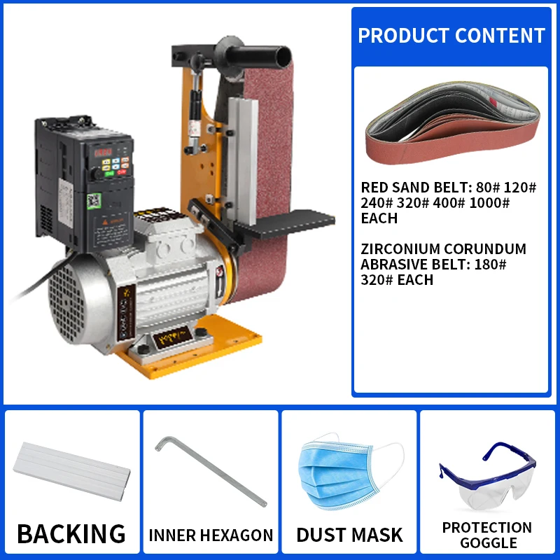 Industrial Belt Sander 1500W Metal Grinding Polishing Wire-drawing Polisher Desktop Wheel Sander Stainless Steel