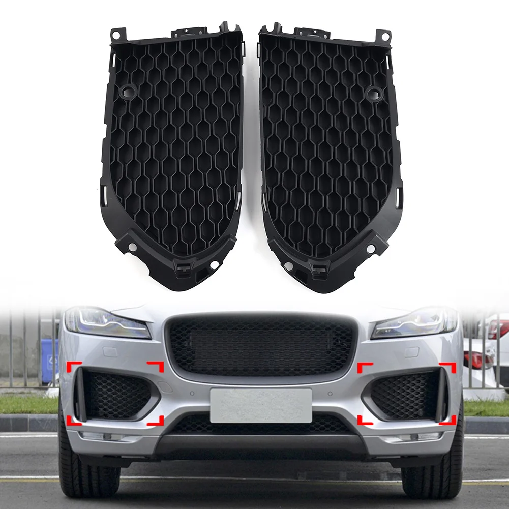 Car Closed Mesh Front Bumper Fog Light Lamp Grill Grille With PDC For Jaguar F-Pace 2016 2017 2018 2019 2020 Left+Right 2Pcs