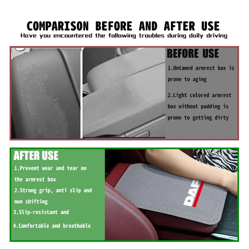 Universal Armrest Pad Car Seat Center Console Arm Rest Mat For DAF XF 95 105 CF LF VAN view 3