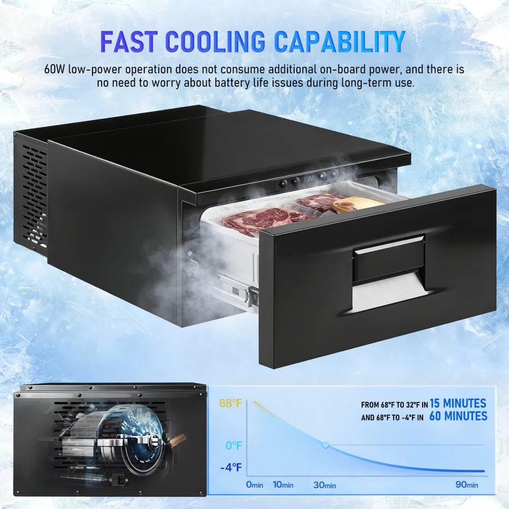 

Car Protable Refrigerator 12V 24V 33 Quart 31L Drawer Freezer for Truck Van