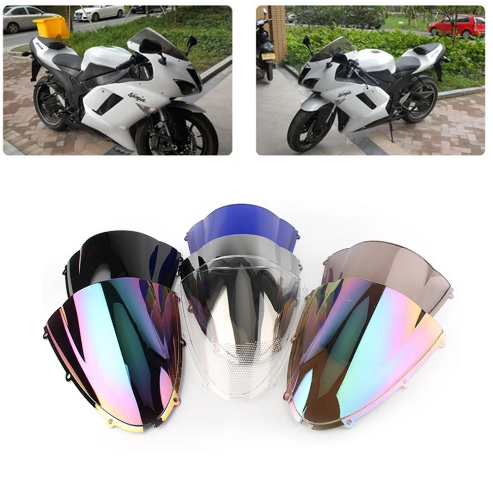 Motorfiets Scherm Dubbele Bubble Windscherm Deflector Beschermer Voorruit Voor Kawasaki Ninja ZX-6R Zx6r 636 600 2005-2007 2008