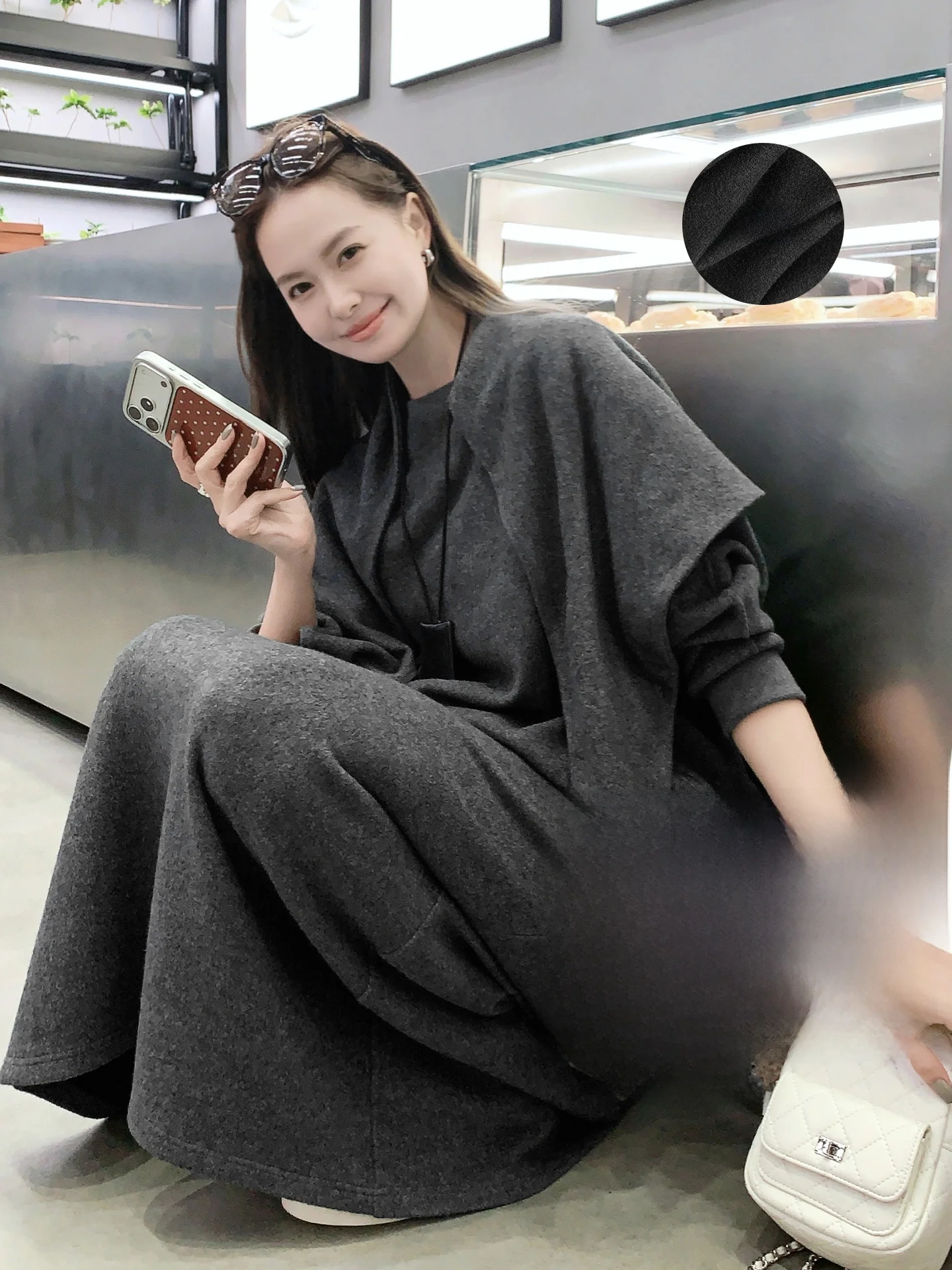 

MeiYang Warm Fce Tee-Piece Set with awl And ter Skirt Casual Comfortable Women's Faion for All Body pes