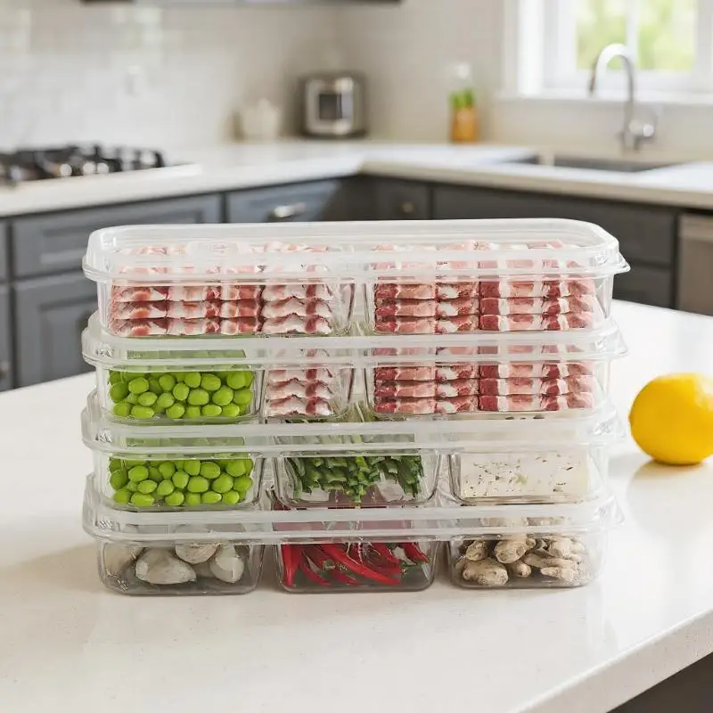 صناديق ثلاجة قابلة للتنفس: 1/3 قطعة 2/3/6 شبكات صناديق تخزين الثلاجة مع فتحات تهوية - موسع نضارة اللحوم #5