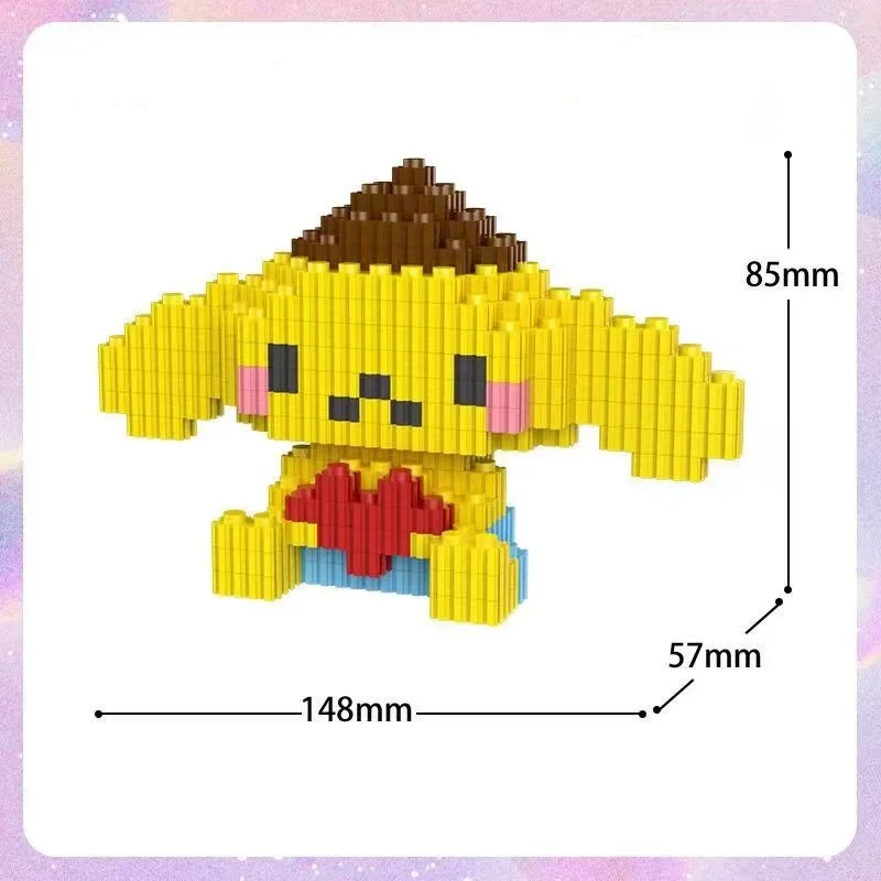 Sanrio Anime Building Blocks Hello Kitty Cinnamoroll Kuromi 3D Building Blocks Puzzle Children Girls Toy Gift Cute Girly Heart