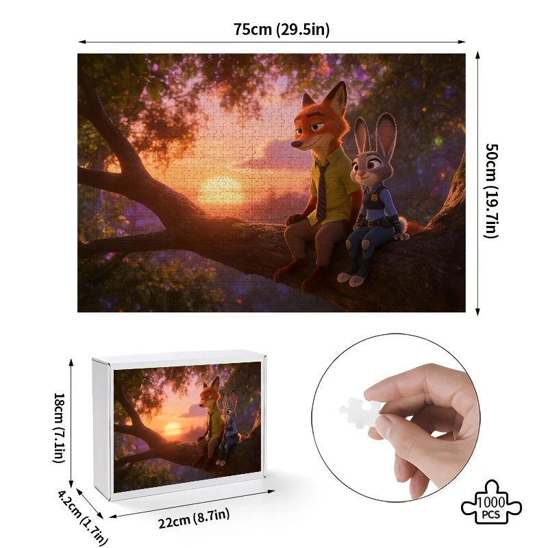 

1000pcs Disney Zootopia Judy Hopps and Nick Wilde Poster Puzzle | High Difficulty, Adult Brain Teaser, Creative Gift for Birth