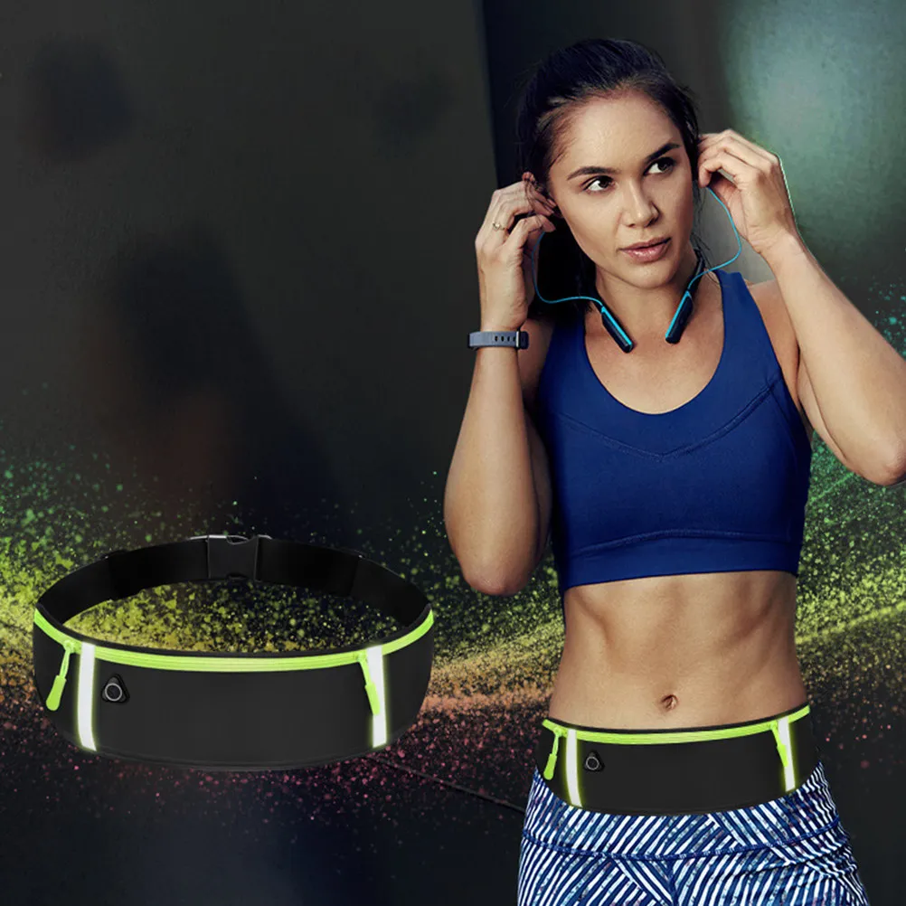 

1Pcs Waterproof Sports Waist Pack 7 Inches Lightweight Water Resistant Waist Bag Big Capacity Phone Pocket Reflective Fitness