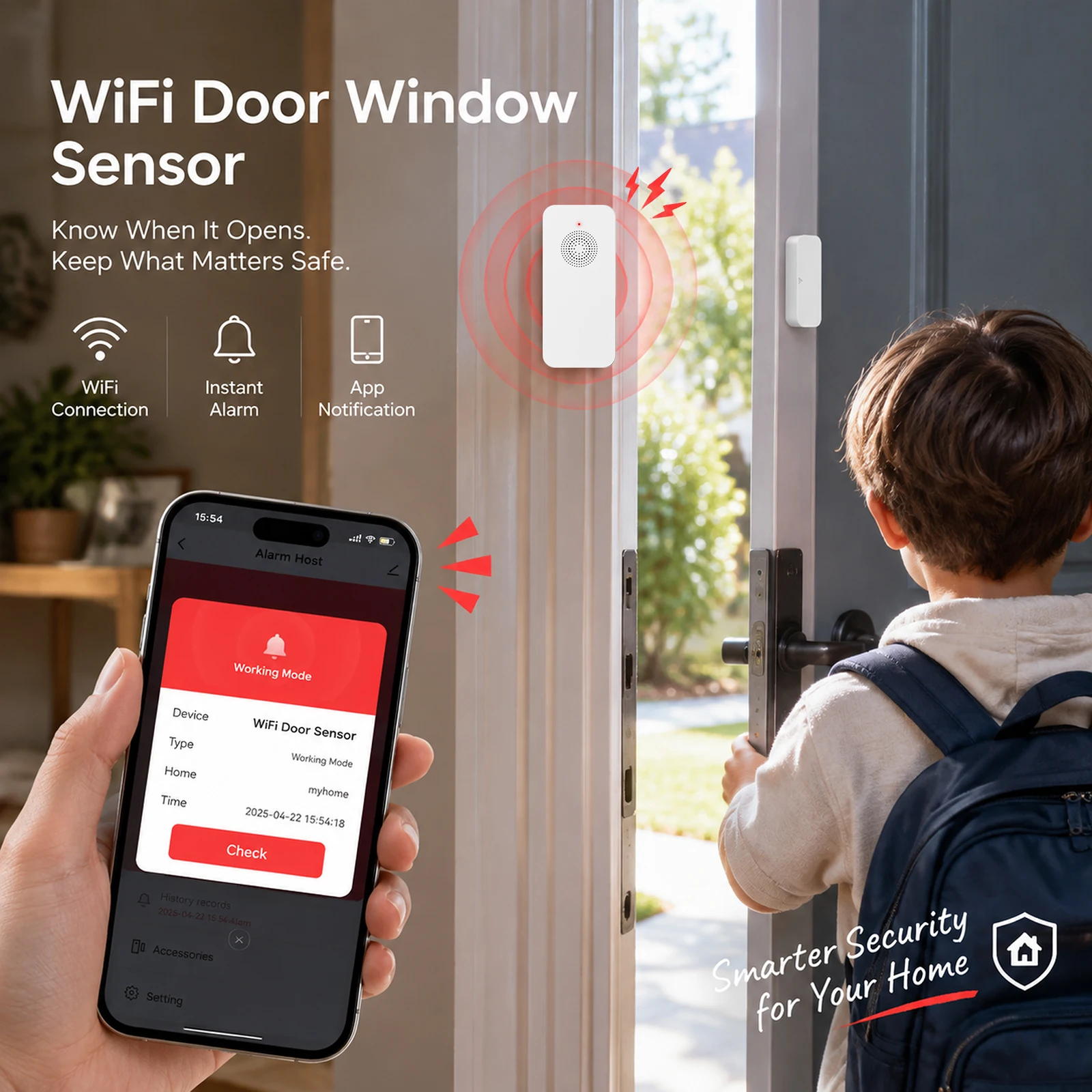 Tuya WiFi Door Sensor Window Contact Sensor Open Closed Detector APP Alert Alarm Compatible with Alexa Google Home