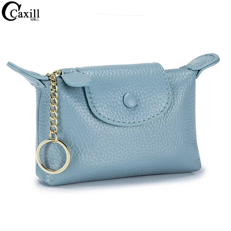 Women Wallet Genuine Purse for Woman Zipper Coin Card Holder Dumpling Brand First Layer Cowhide Leather Mini Clutch Bag