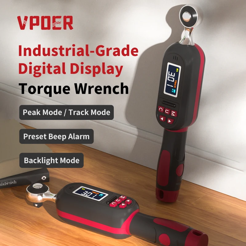 Professional Calibrated Torque Wrench - Color Display, Presetable Value + Sound-Light Alarm