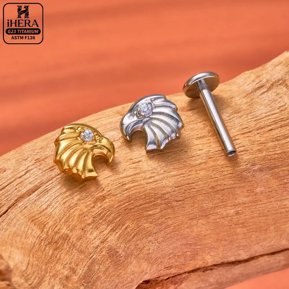 ASTM F136 Titan Piratenschädel Flachrück-Ohrpiercing Funkelnder CZ Seestern Halbmond Schlange Engel Labret Helix Tragus Schmuck – Detail 27