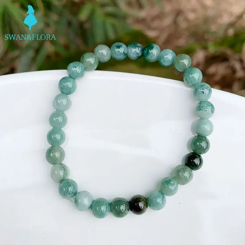 

6MM Natural Burma Jade Bracelet for women Myanmar Jadeite Green Real ACCESSORI GIFT BEAD DROPSHIP JEWELRI FASHION