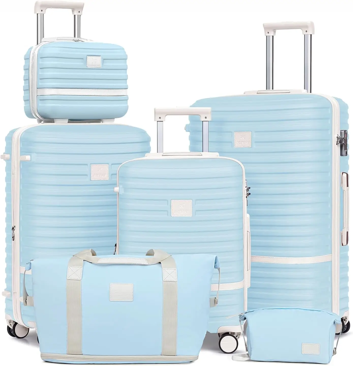 

Hardside Luggage Set 3 Piece Suitcase with Spinner Wheels Expandable Travel Suitcases for Women Men Lightblue Brown