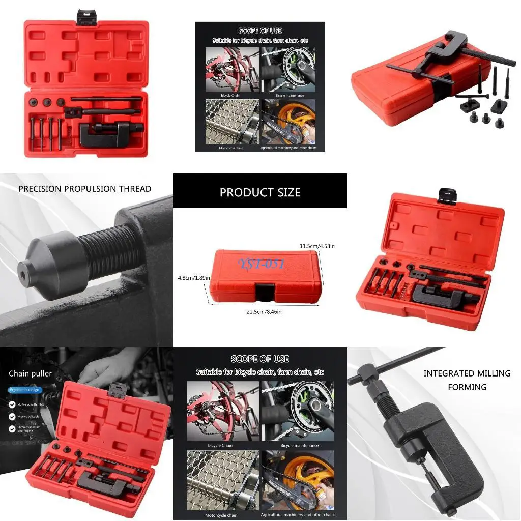 

E15A Motorcycle Chain Breaker Carbon Steel Chain Breaker Splitter Link Riveter Riveting Repair Tool Set For Motorcycle
