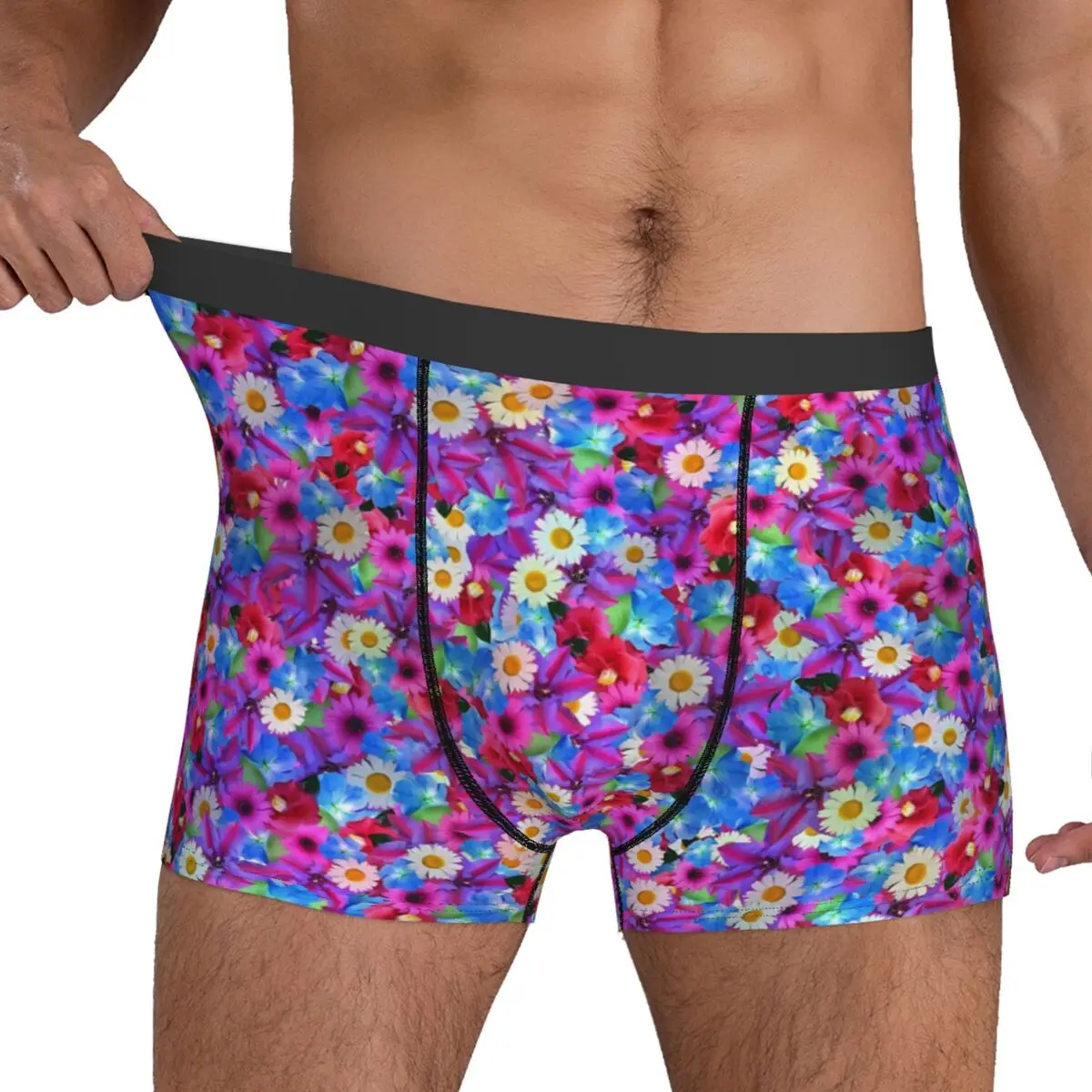 

Flower Power Design Underwear Floral Plain Underpants Print Shorts Briefs Pouch Man Plus Size Boxershorts