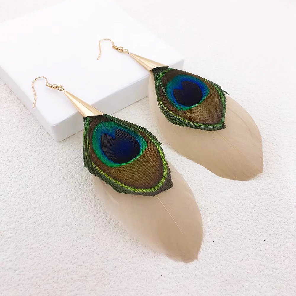 Stylish Bohemian Feather Earrings for Women Korean Elegant Women\'s Jewelry With Exaggerated Temperament Holiday Gift Jewelry