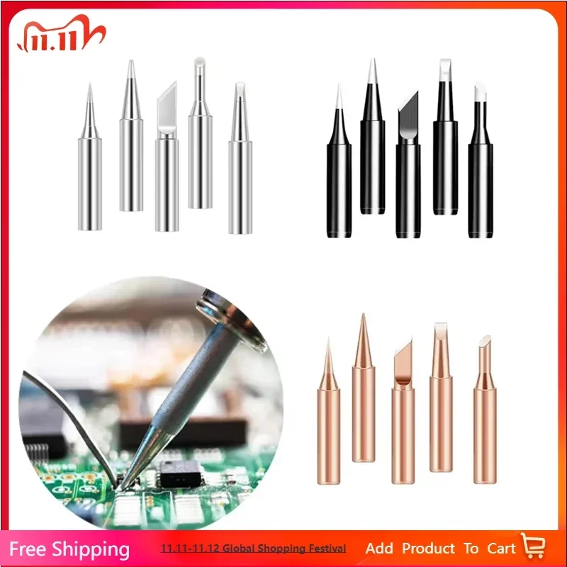 5Pcs Electric Soldering Iron Head Tool Copper Welding Head 900M-I-B-K Pure Copper Soldering Iron Welding Equipment Welding Tool