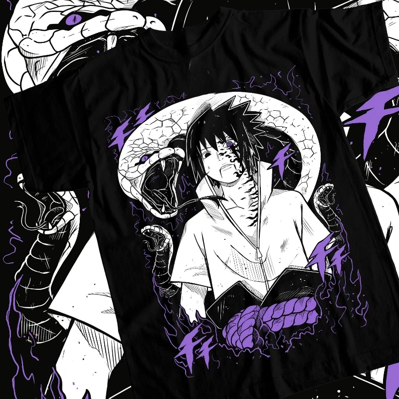 

Uchiha Sasuke T-shirt Naruto Anime Men's T-shirt 2025 Summer New Retro Fashion Men's and Women's Streetwear